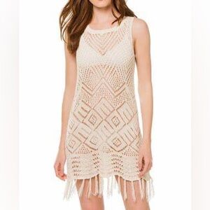 Allison New York Fringe Crochet Tunic Cover Up